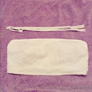 Aerie White Bandeau Bikini Top